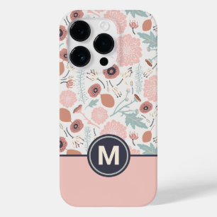 Cute Rosa Cream Blommigt Botanical Monogram
