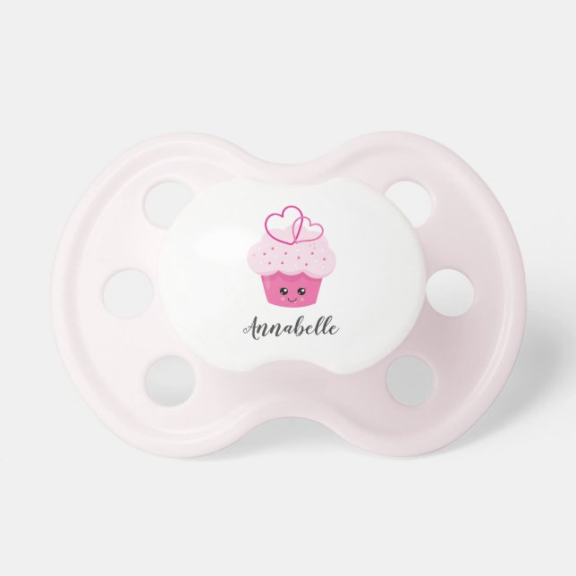 Cute Rosa Cupaka Kawaii Baby Shower Monogram Napp (Framsidan)