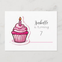 Cute Rosa Cupcoa Birthday Announement Postcard