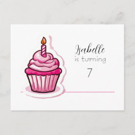 Cute Rosa Cupcoa Birthday Announement Postcard Meddelande Vykort