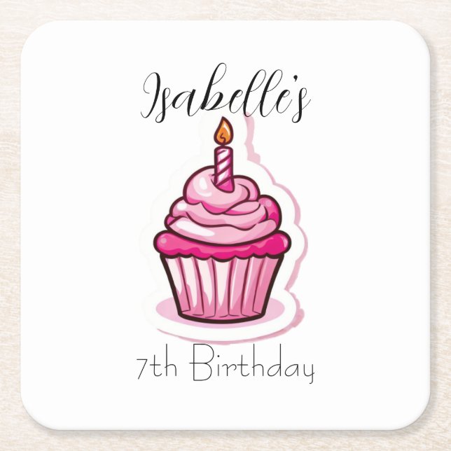 Cute Rosa Cupcoa Papper Underlägg (Framsidan)