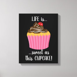 Cute Rosa Cupkaka Life-offert Canvastryck
