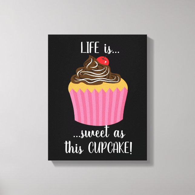 Cute Rosa Cupkaka Life-offert Canvastryck (Framsida)