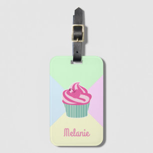 Cute Rosa Cupkaka Pastel Färg Personlig Bagagebricka