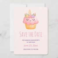 Cute Rosa Cupkaka Unicorn med Ro Birday
