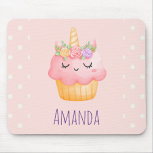 Cute Rosa Cupkaka Unicorn med Ro Musmatta