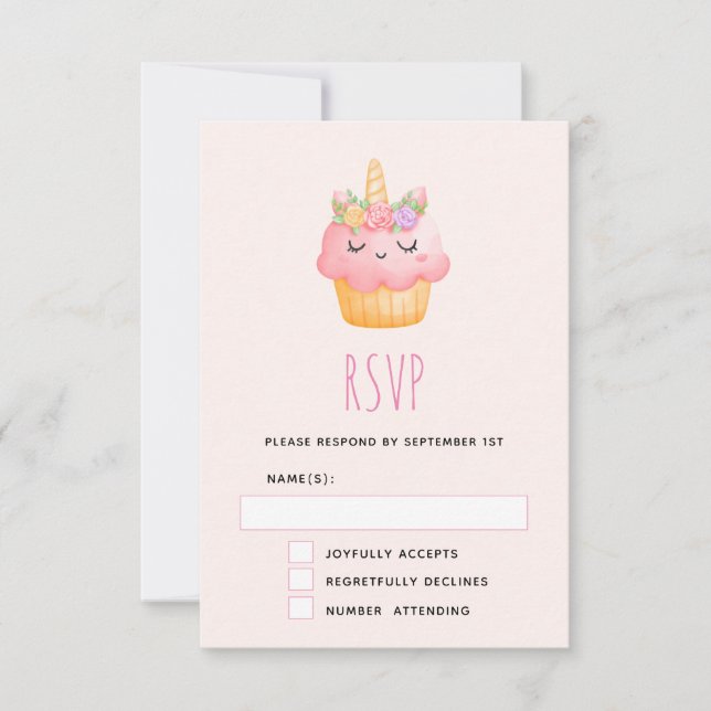 Cute Rosa Cupkaka Unicorn med Ro OSA Kort (Framsida)