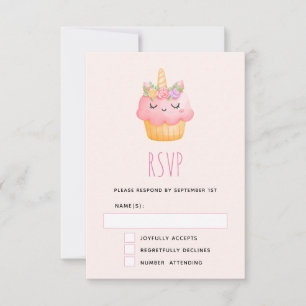 Cute Rosa Cupkaka Unicorn med Ro OSA Kort