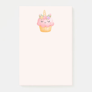Cute Rosa Cupkaka Unicorn med Ro Post-it Block