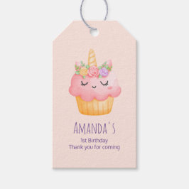 Cute Rosa Cupkaka Unicorn med Ro Presentetikett