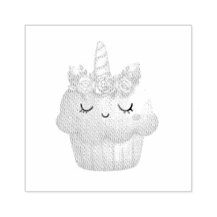 Cute Rosa Cupkaka Unicorn med Ro Stämpel