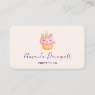 Cute Rosa Cupkaka Unicorn med Ro Visitkort