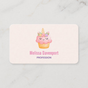 Cute Rosa Cupkaka Unicorn med Ro Visitkort