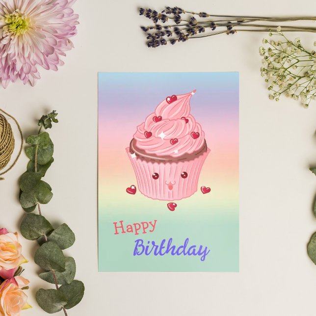 Cute rosa cuppie Birday Card Inbjudningar (Skapare uppladdad)
