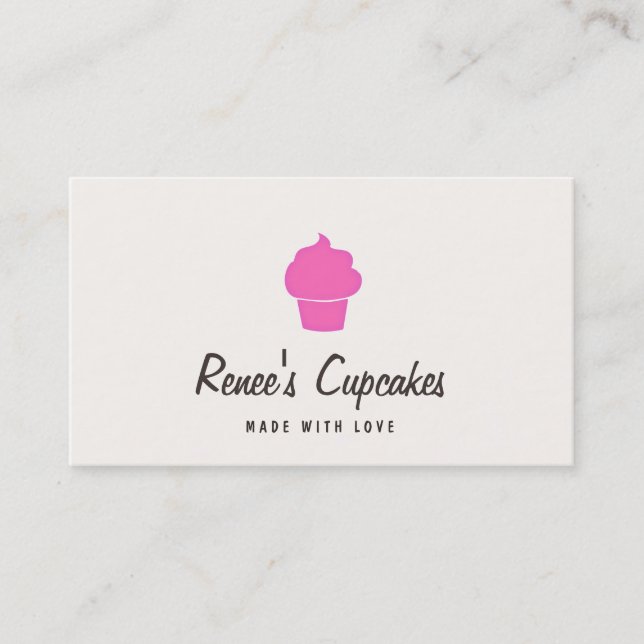 Cute Rosa Cuppie Simple Retro Pastry Chef Cream Visitkort (Framsida)