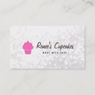 Cute Rosa Cuptårta White Bokeh Pastry Chef Visitkort