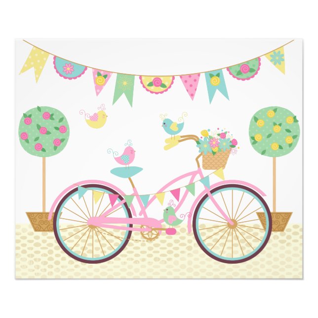 Cute Rosa-cykel Fototryck (Framsidan)