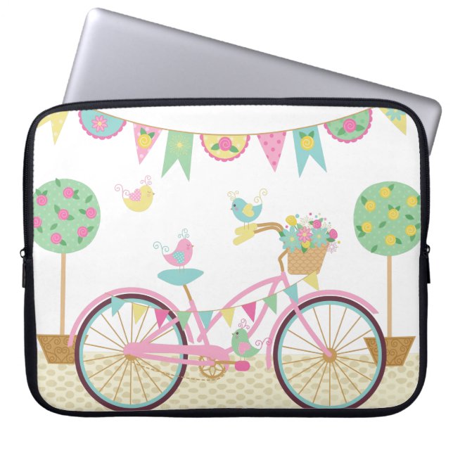 Cute Rosa-cykel Laptop Fodral (Framsidan)