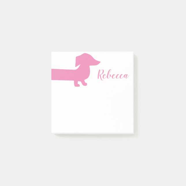 Cute Rosa Dachshund-Anpassningsbar Post-it Block (Framsida)