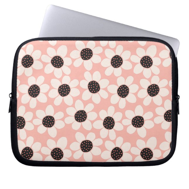 Cute Rosa Daisy Flower Mönster Laptop Fodral (Framsidan)