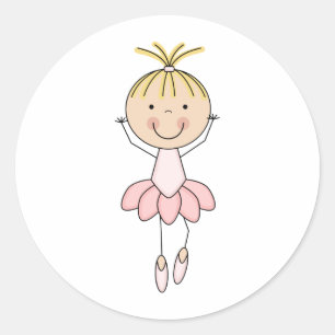 Cute, Rosa, Danning Ballerina Runt Klistermärke