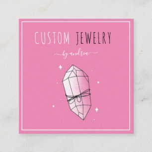 Cute Rosa Diamond Jewelry Designer QR Code Social Fyrkantigt Visitkort