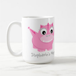 Cute Rosa Dino Kawaii Tecknad Kaffemugg
