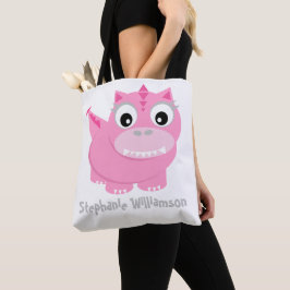 Cute Rosa Dino Kawaii Tecknad Tygkasse