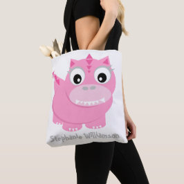 Cute Rosa Dino Kawaii Tecknad Tygkasse