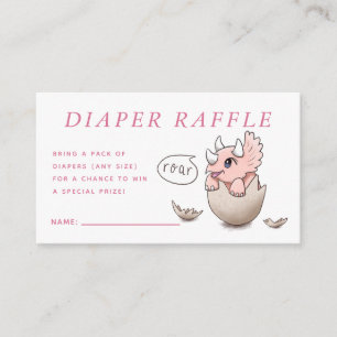 Cute Rosa Dinosaur Baby Shower Roar Diaper Raffle Tilläggskort