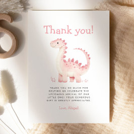 Cute Rosa Dinosaur Girl Baby Shower - tack för dit Inbjudningar