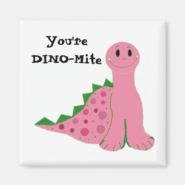 Cute Rosa Dinosaur Magnet (Framsidan)