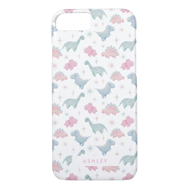 Cute Rosa Dinosaur Mönster Girls Case-Mate iPhone Skal (Baksida)