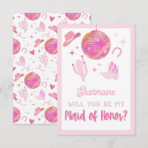 Cute Rosa Disco Cowgirl Rodeo be Maid of honor