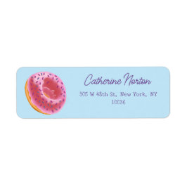 Cute Rosa Donut Baby Shower Adress Returadress Etikett