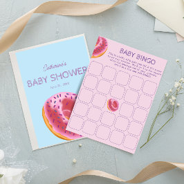 Cute Rosa Donut Baby Shower Bingo Game