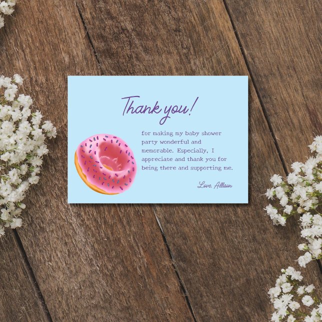 Cute Rosa Donut Baby Shower Tack Kort (Skapare uppladdad)