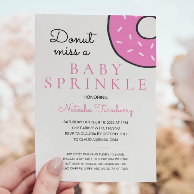 Cute Rosa Donut Baby Sprinkle Girl Baby Shower Inbjudningar (Skapare uppladdad)
