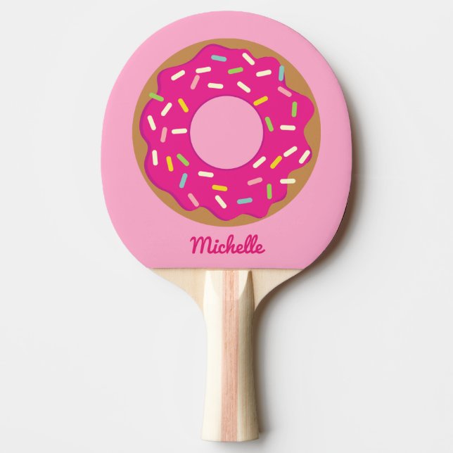 Cute rosa donut bord tennis ping pong paddle pingisracket (Framsidan)