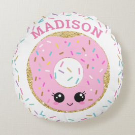 Cute Rosa Donut Doughnut Girl Room Nursery Decor Rund Kudde