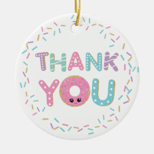 Cute Rosa Donut Doughnut Sprinkles Tack Julgransprydnad Keramik