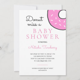 Cute Rosa Donut Miss A Baby Shower Inbjudningar