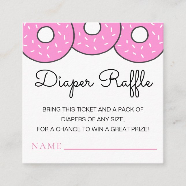 Cute Rosa Donuts Baby Shower Diaper Raffle Tilläggskort (Framsida)