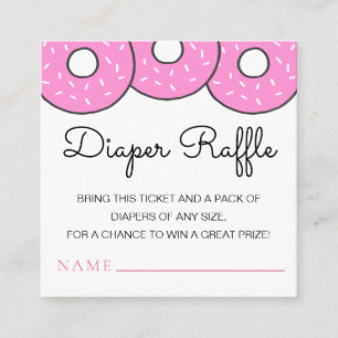 Cute Rosa Donuts Baby Shower Diaper Raffle Tilläggskort