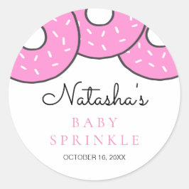 Cute Rosa Donuts Baby Shower Sprinkle Runt Klistermärke