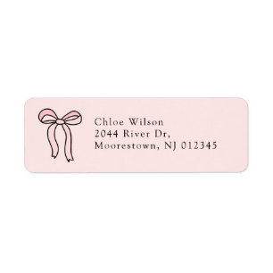 Cute Rosa Doodle Bow-Returadress Returadress Etikett