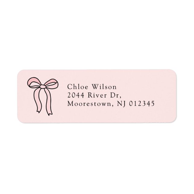 Cute Rosa Doodle Bow-Returadress Returadress Etikett (Framsidan)