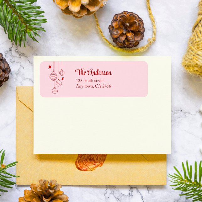 Cute rosa doodle christmas anpassningsbar quirky returadress etikett (Skapare uppladdad)