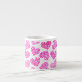 Cute Rosa Doodled Heart Valentindagen Mönster Espressomugg