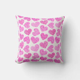 Cute Rosa Doodled Heart Valentindagen Mönster Kudde